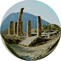 Ruinen von Delphi (durch Fischauge), groß